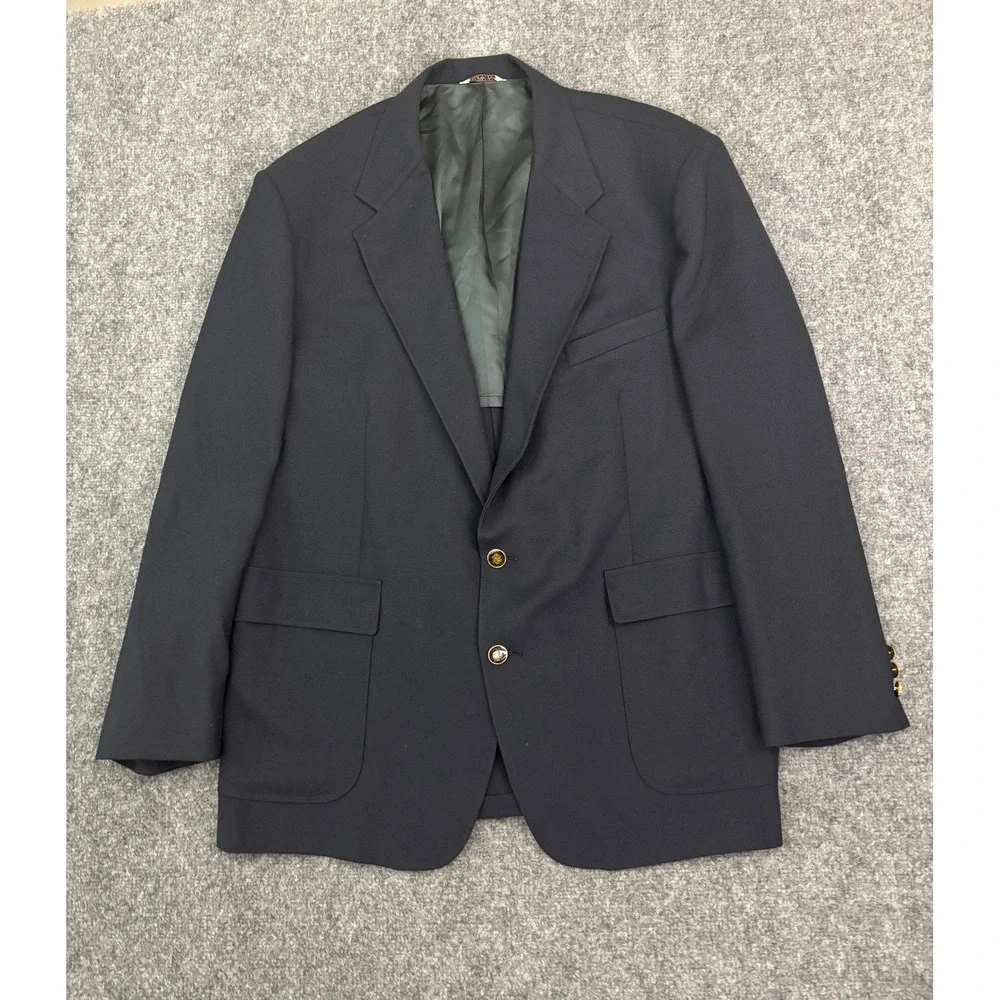 Vtg Academy Award Clothes Navy Blazer Sport Coat 48R Gold Button Suit‎ Jacket
